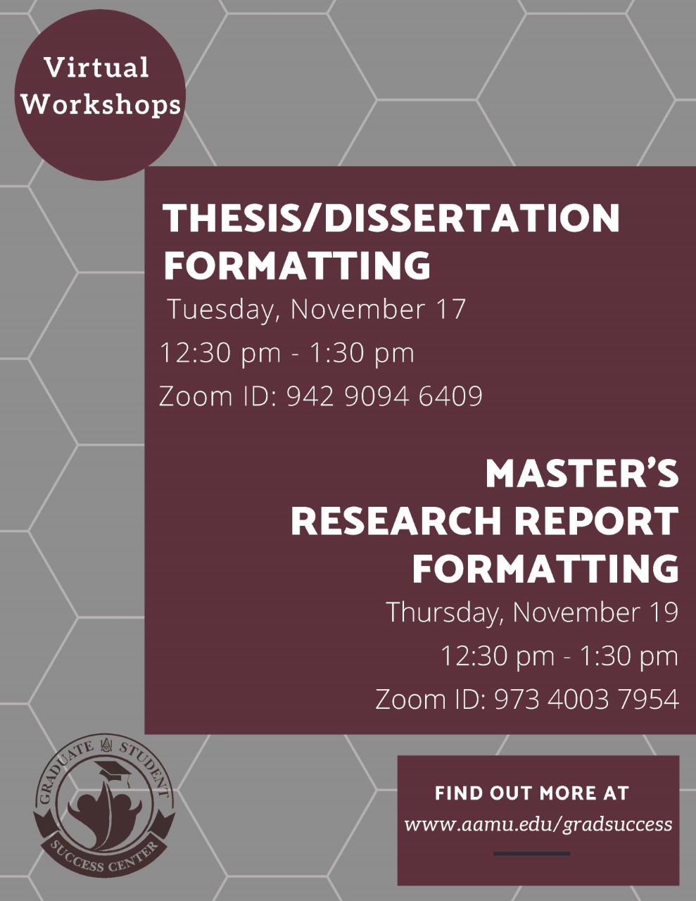 Fall 2020 Virtual Workshops